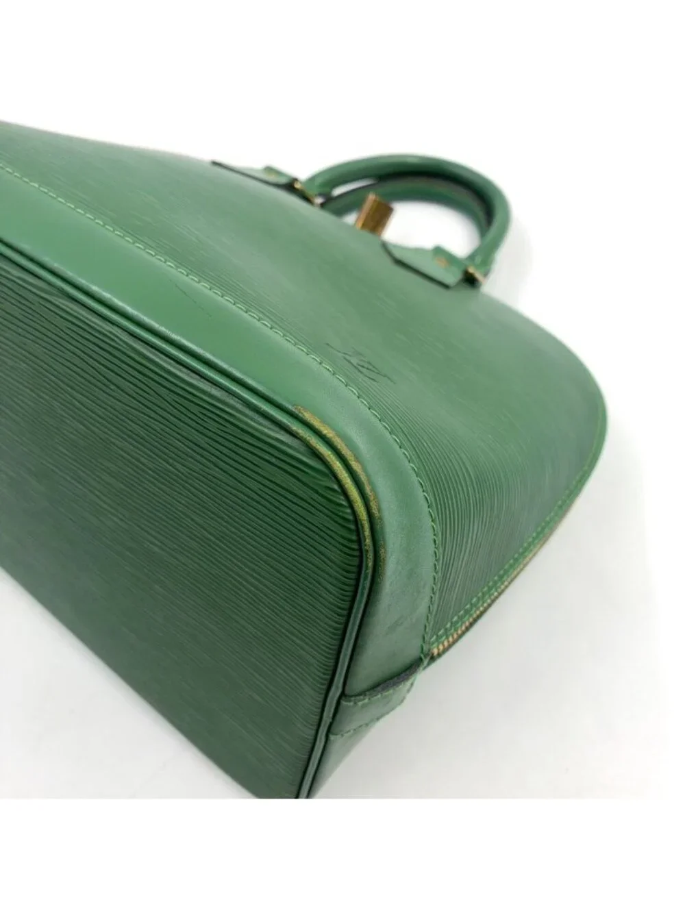 Louis Vuitton Alma Epi Borneo Green Leather Handbag Gold